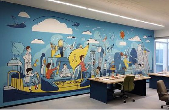 沅江市办公室墙绘的特点。